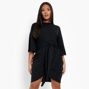 NWT Boohoo Kimono Sleeve Knot Tie Waist Wrap Dress Plus Size 12